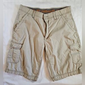 Wear First Mens Free Band Beige Button Up Cargo Pocket Shorts Size 34